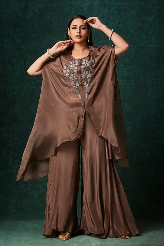 Brown Cut Dana Organza Indo Western 1032-10143