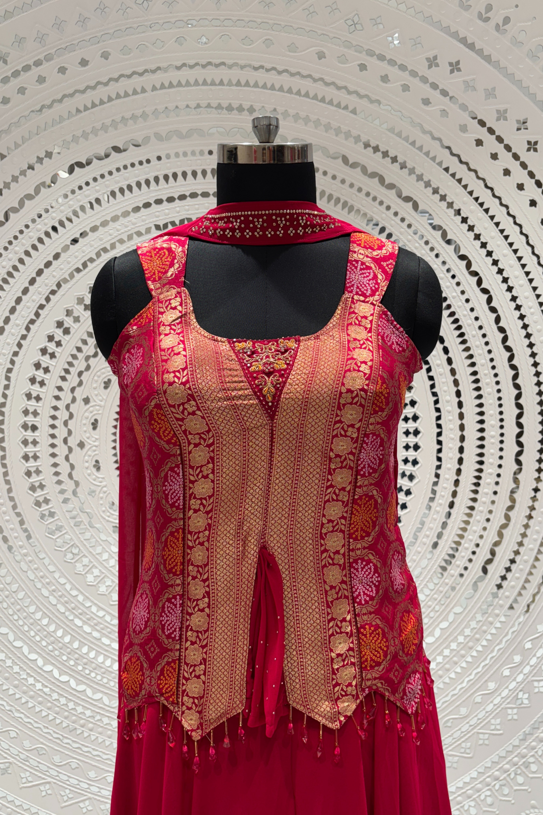 Red Banarasi Brocade Silk  Indo Western 1008-10131