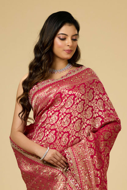 Rani Golden Zari weave Georgette Sarees 1011-10029