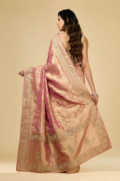 Pink Boolean work Tissue Sarees 1007-10008