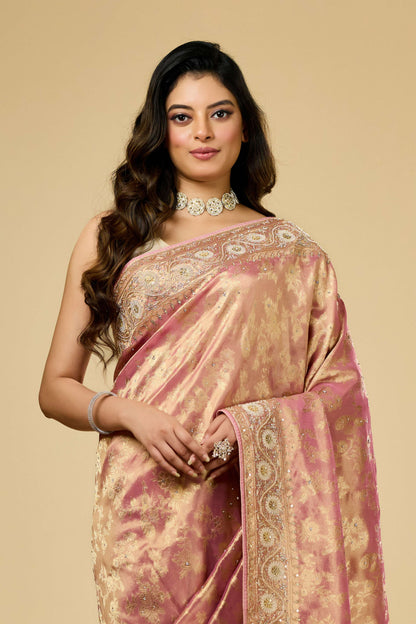 Pink Boolean work Tissue Sarees 1007-10008
