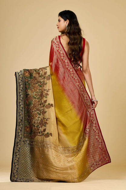 Multicolor Boolean work Silk Sarees 1007-10006