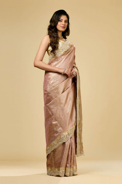 Peach Cut Dana Jacquard Sarees 1007-10017