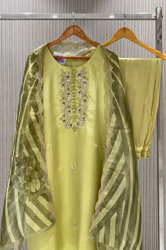 Green resham work Tissue Salwar Suits 1028-10133