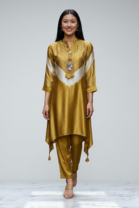 Mustard Tassels Gazi Silk  Salwar Suits 1031-10152