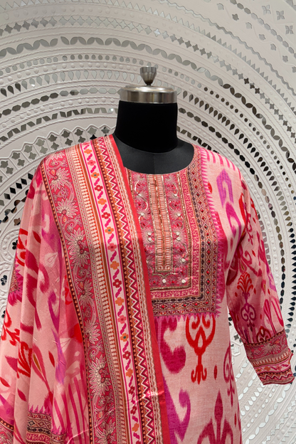 Pink  Printed  Muslin  Salwar Suits 1005-10154
