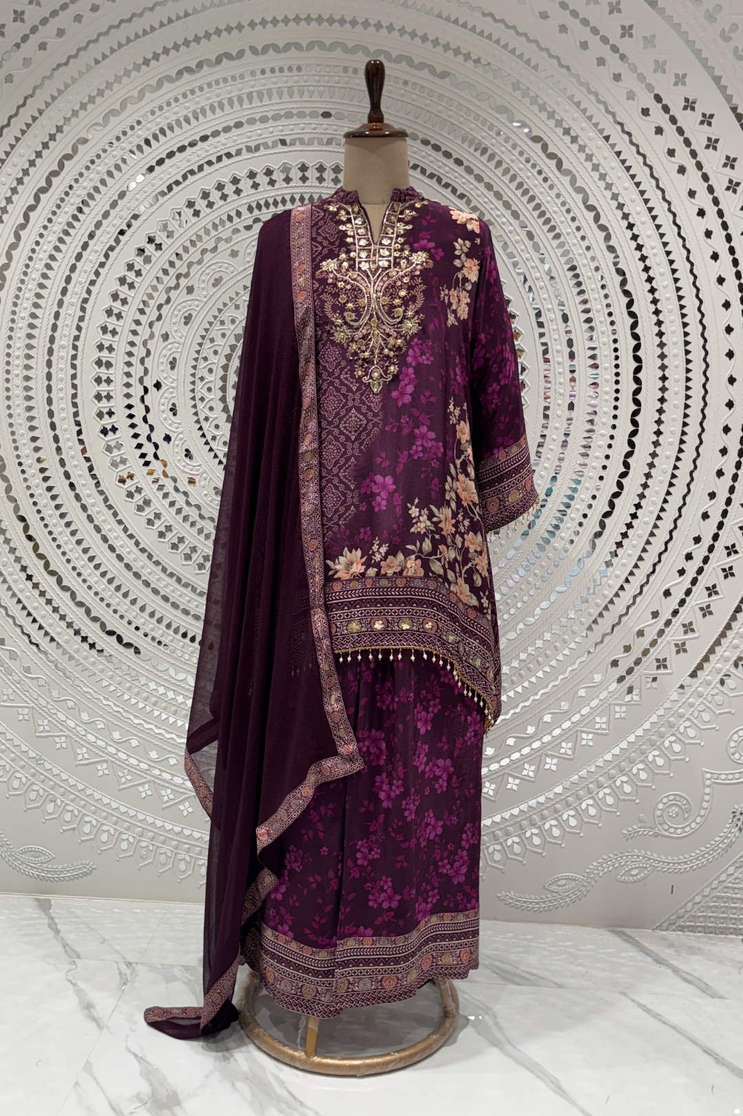 Wine Digital print  Crape Salwar Suits 1017-10159