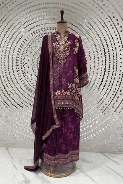 Wine Digital print  Crape Salwar Suits 1017-10159