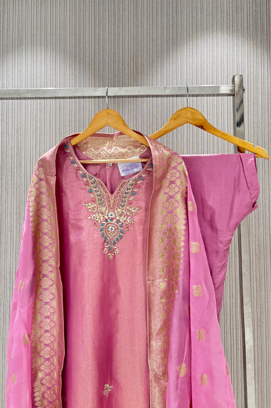 Pink Boolean work Tissue  Salwar Suits 1028-10125