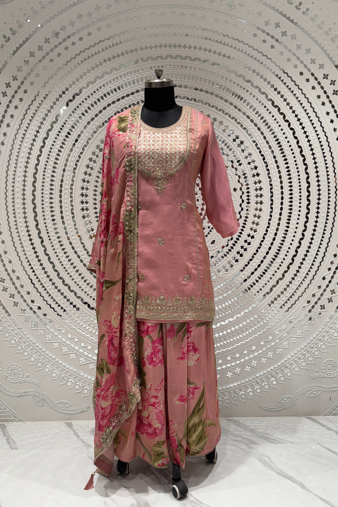 Pink  Neem Zari  Tissue  Salwar Suits 1017-10163