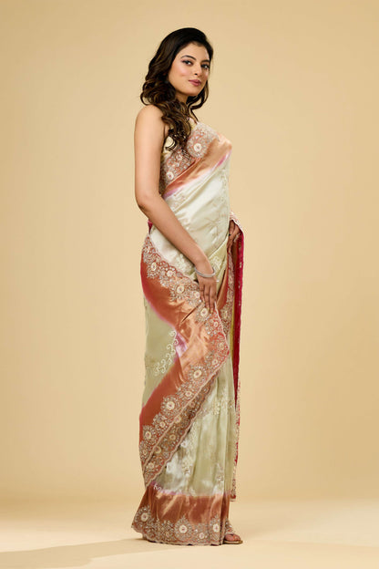 Multicolor Cut Dana Tissue Sarees 1007-10018