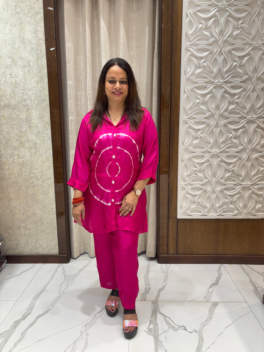 Pink Lehriya Coord Set 1002
