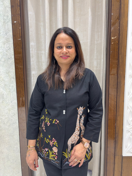 Black Cotton Vantara Coord Set 1015