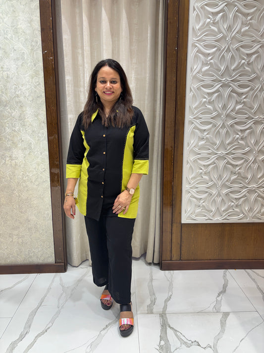 Black Kathawork Coord Set 1016