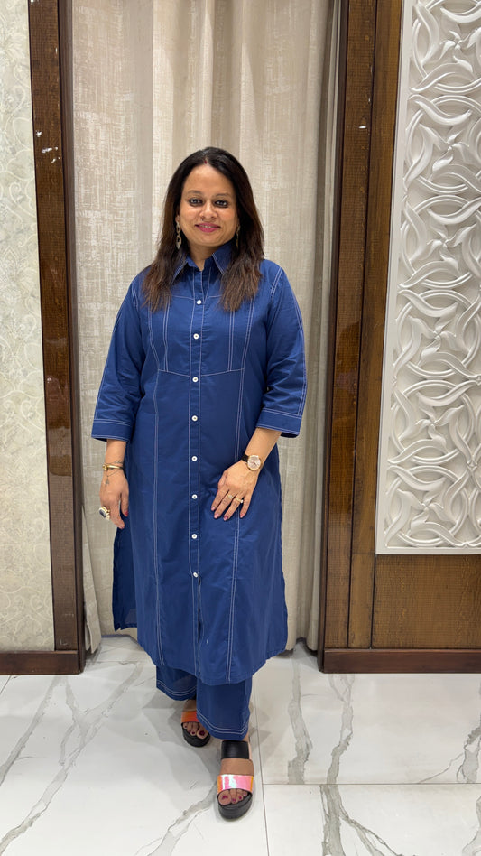 Blue Cotton Coord Set 1013
