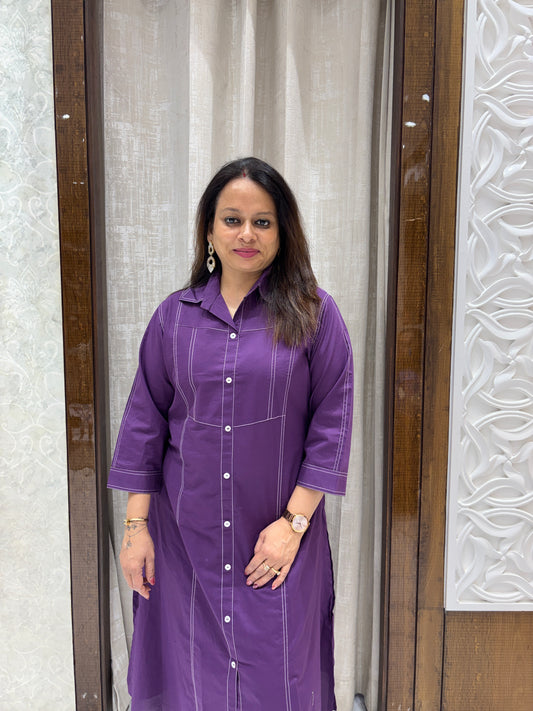 Purple Cotton Coord Set 1014
