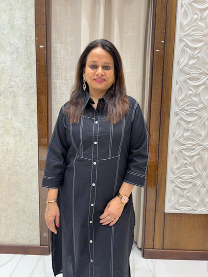 Black Cotton Coord Set 1012