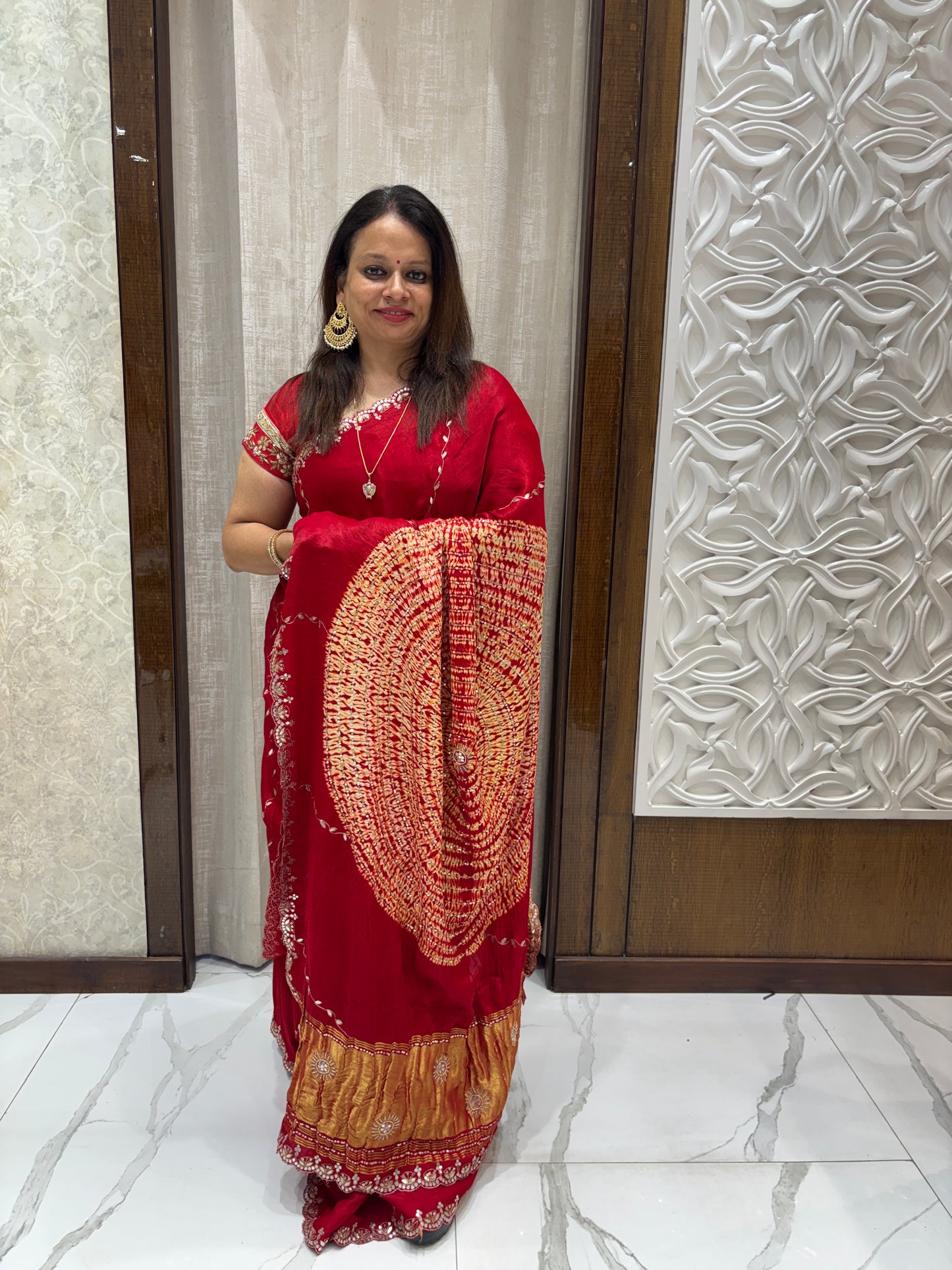 Red Modal Gajji Silk Saree