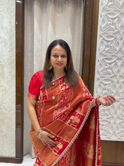 Dola Tissue Red Saree