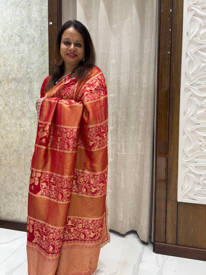 Dola Tissue Red Saree