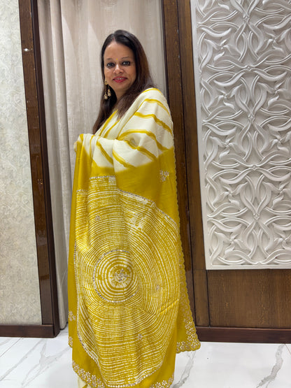 Yellow Muslin Silk Saree