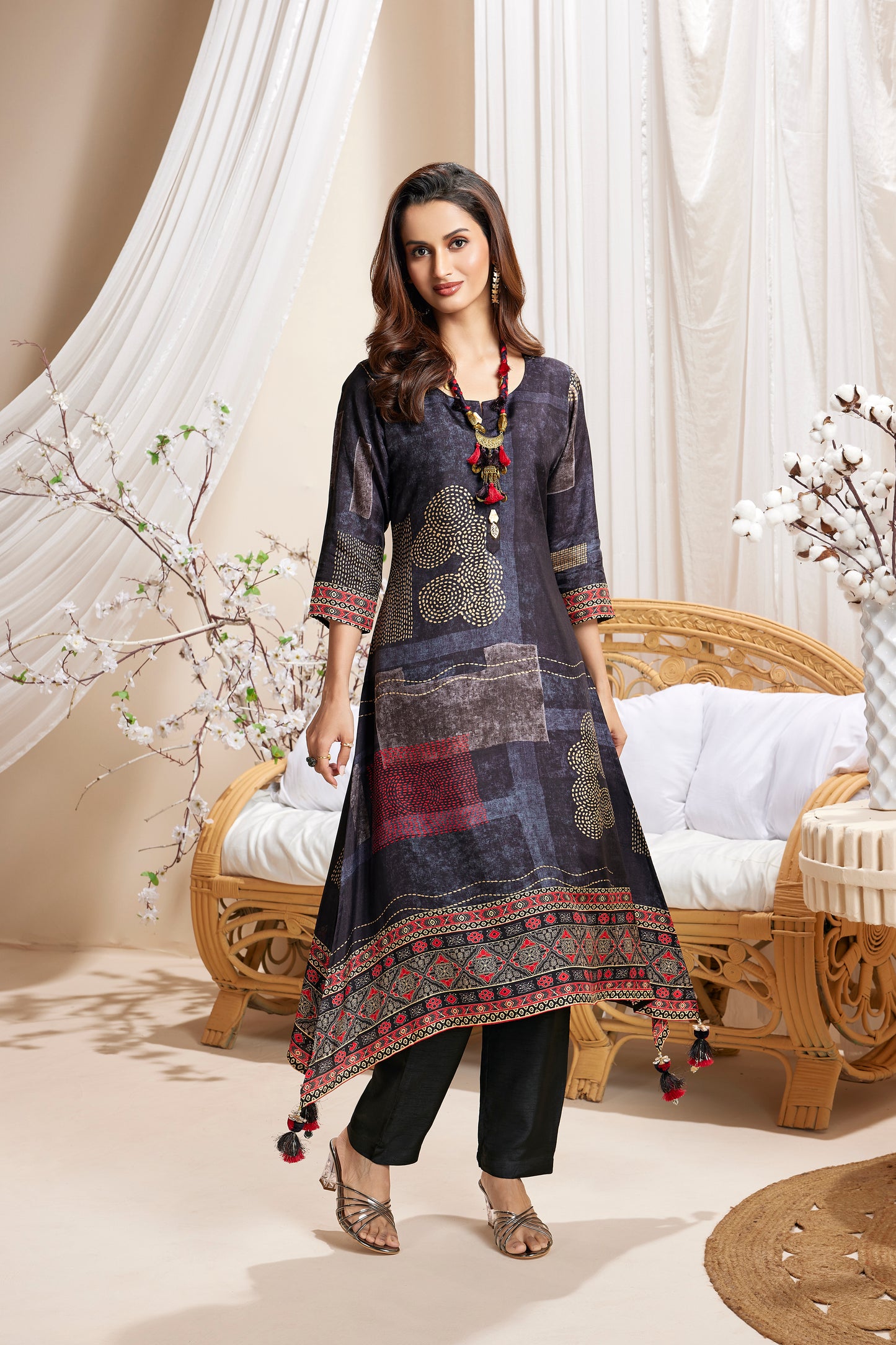 Dark Brown  Printed  Muslin  Salwar Suits 1027-10164