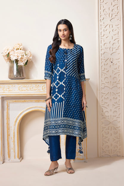Blue Printed Dola Silk Salwar Suits 1027-10168