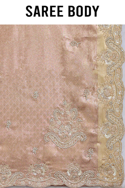 Peach Cut Dana Jacquard Sarees 1007-10017