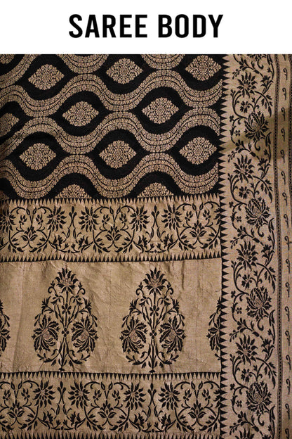 Black Golden Zari weave Khadi Georgette Sarees 1009-10025