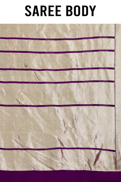 Magenta Golden Zari weave Khadi Georgette Sarees 1009-10023
