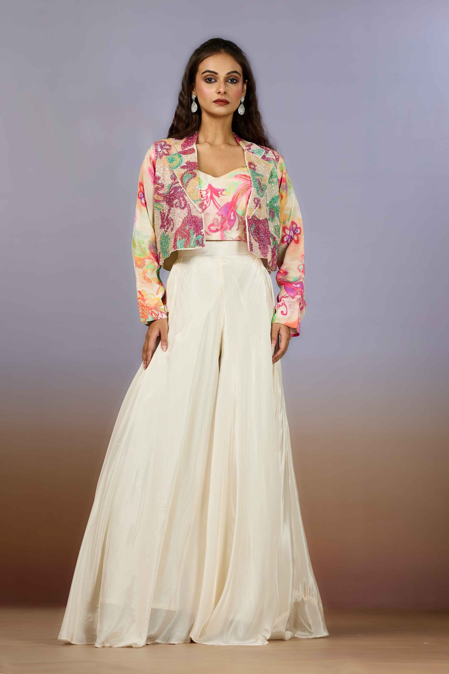 Cream Cut Dana HO silk Indo Western 1017-10082