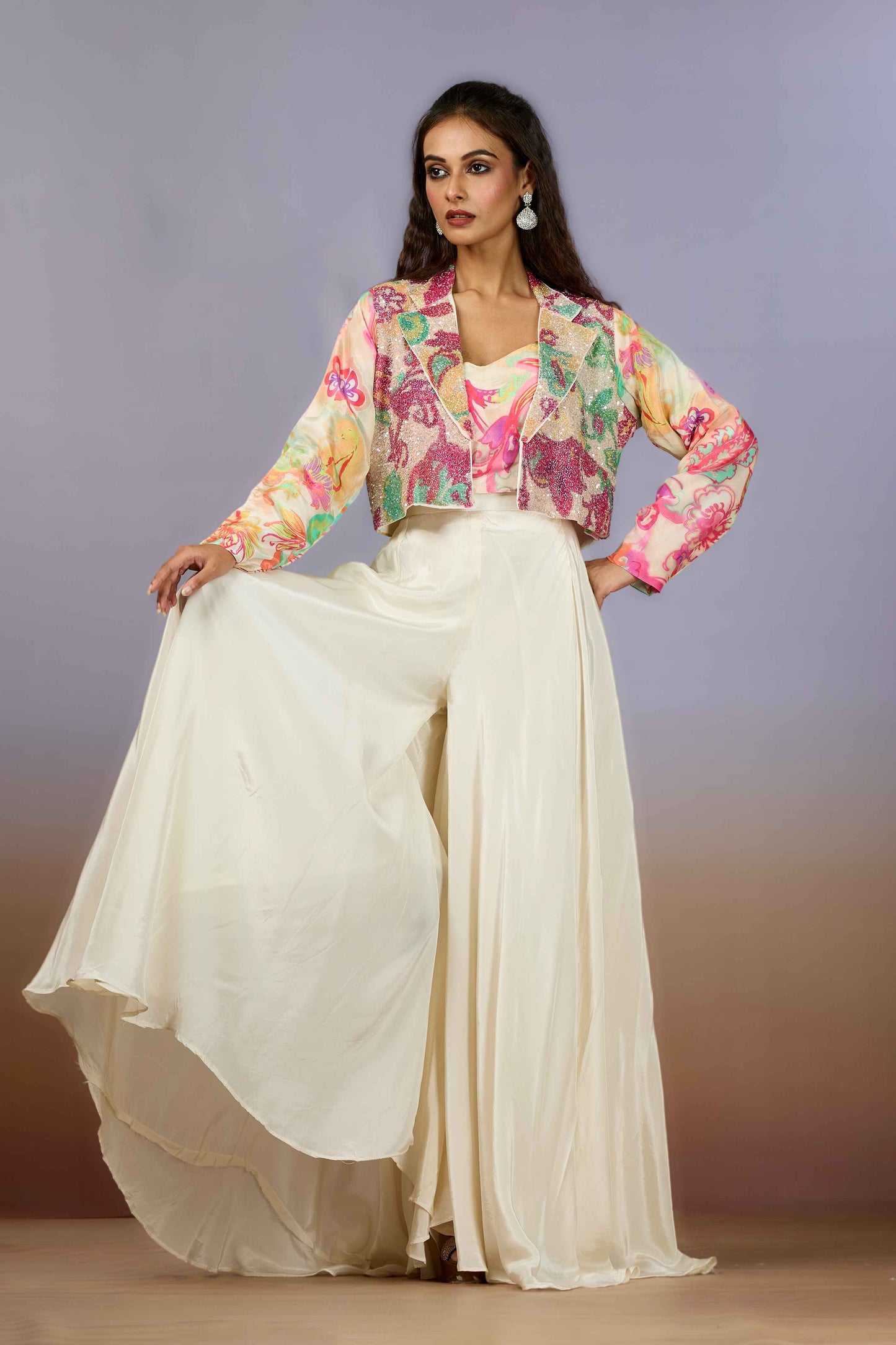 Cream Cut Dana HO silk Indo Western 1017-10082
