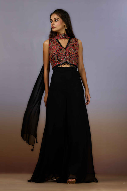 Black Embroidery Georgette Indo Western 1023-10111