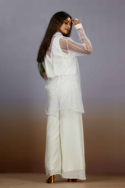 White Green Sequins HO silk Indo Western 1014-10088