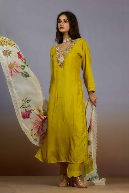 Yellow Sequins HO silk Salwar Suits 1016-10086