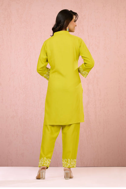 Green Embroidery Rayon Coord Set 1013-10061