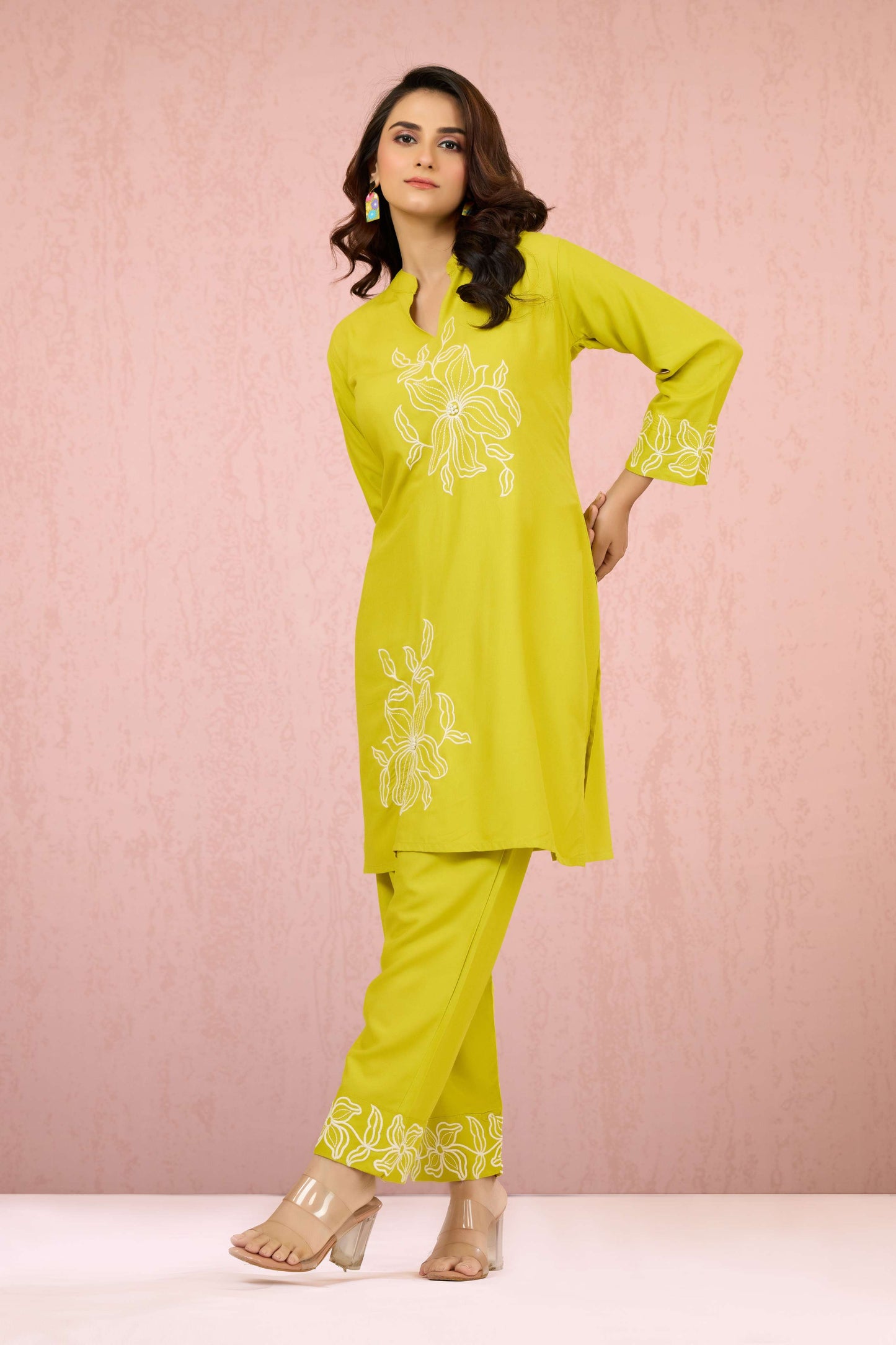 Green Embroidery Rayon Coord Set 1013-10061