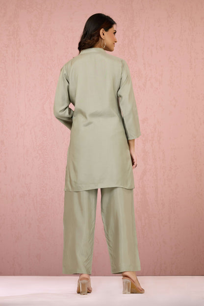 Grey Embroidery Rayon Coord Set 1013-10053
