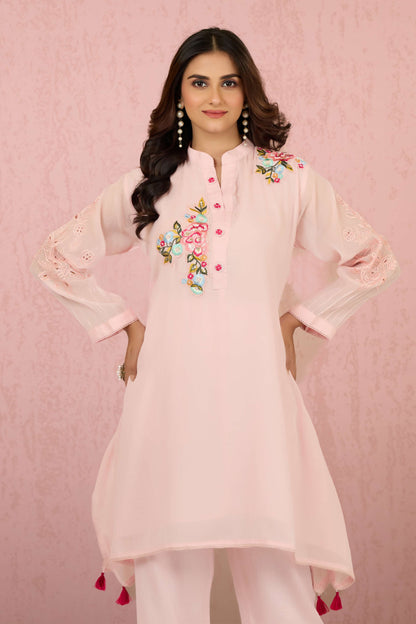 Pink Pearlwork Mul Chanderi Coord Set 1014-10052