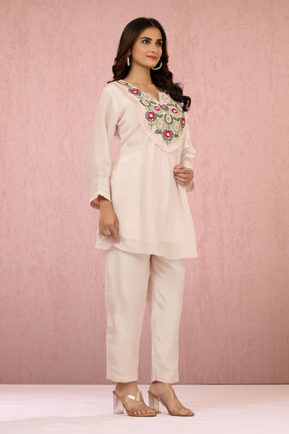 Pink Kutch work HO silk Coord Set 1014-10045