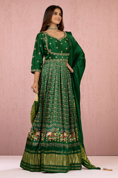 Green Boolean work Modal Dress 1015-10070