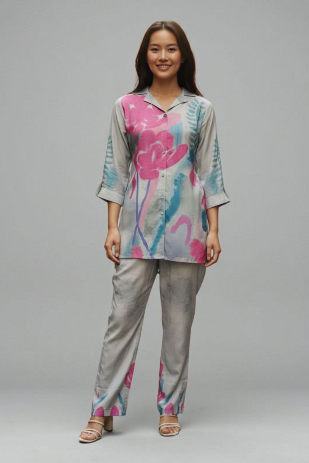 Blue Printed Muslin Coord Set 1033-10156