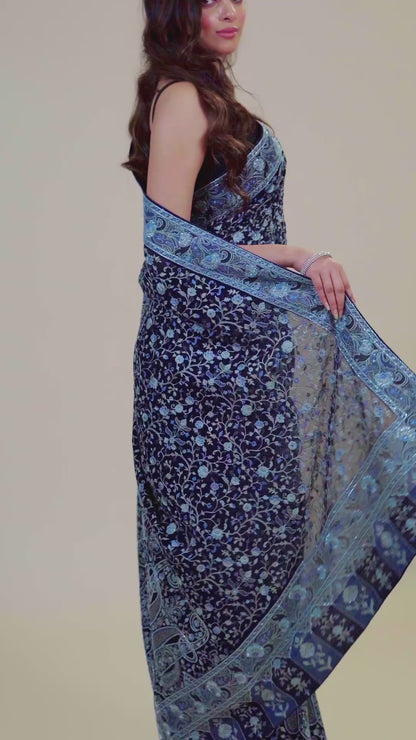 Blue Kashmiri Georgette Sarees 1007-10010