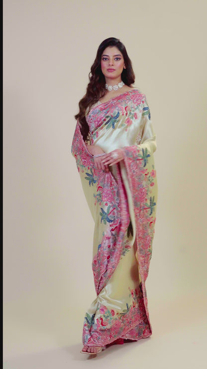 Multicolor Embroidery Tissue Sarees 1007-10015