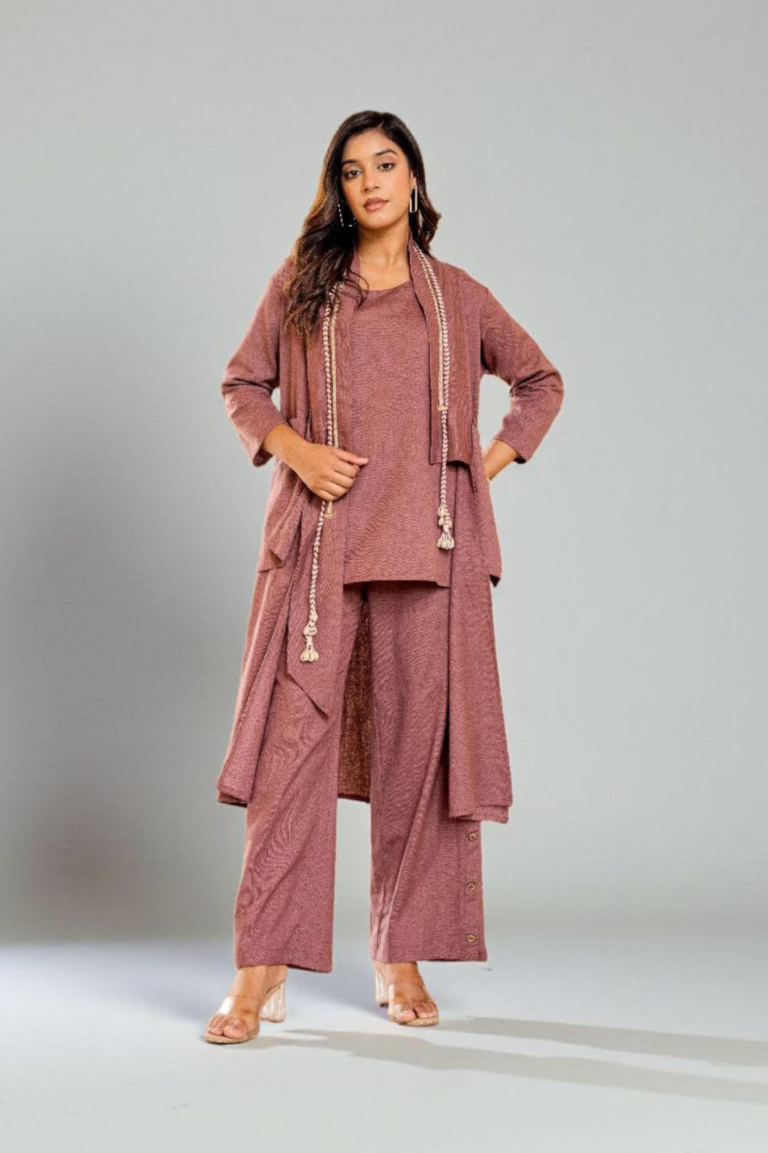 Pink Tassels Khadi Cotton  Indo Western 1017-10160