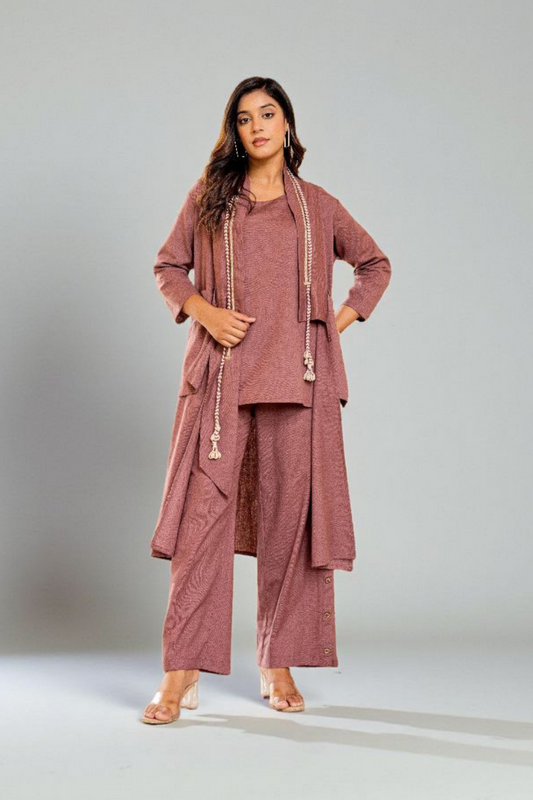 Pink Tassels Khadi Cotton  Indo Western 1017-10160